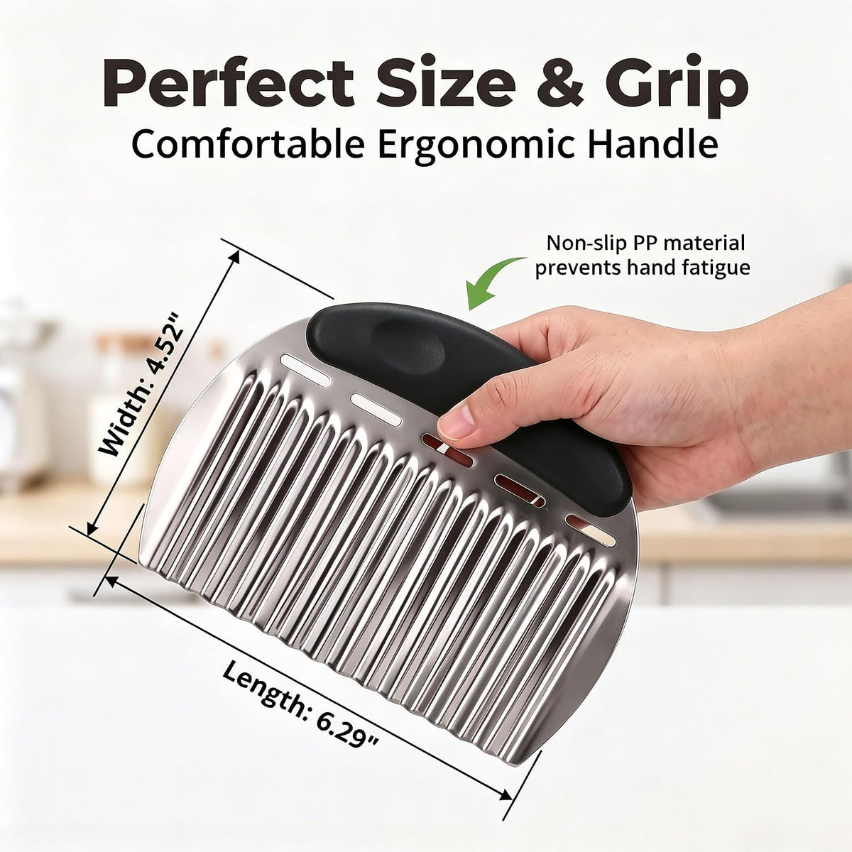 Crinkle Cutter French Fry Cutter, 2 Pack Stainless Steel Wavy Potato Slicer