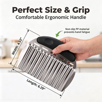 Crinkle Cutter French Fry Cutter, 2 Pack Stainless Steel Wavy Potato Slicer