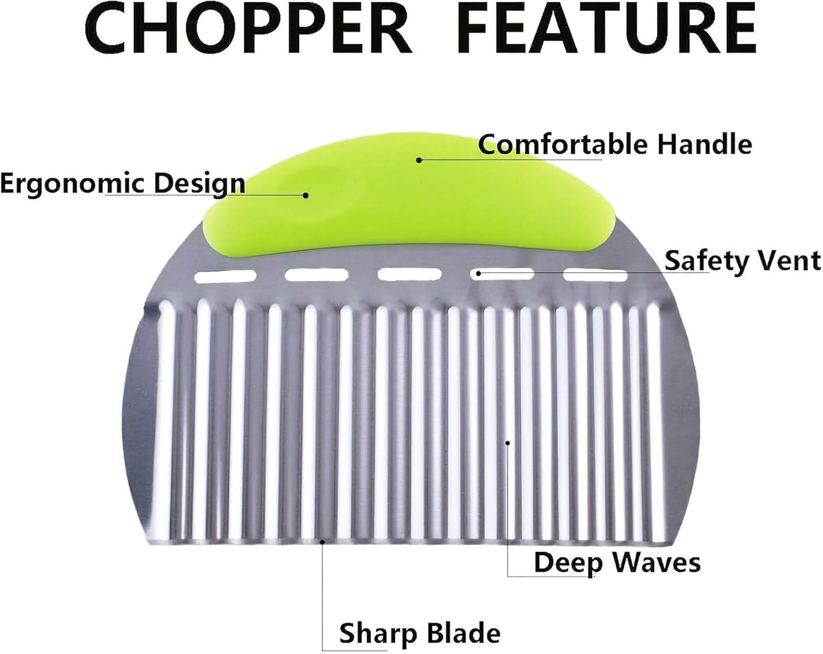 Crinkle Cutter French Fry Cutter, 2 Pack Stainless Steel Wavy Potato Slicer