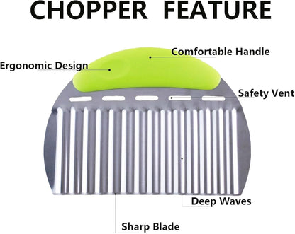Crinkle Cutter French Fry Cutter, 2 Pack Stainless Steel Wavy Potato Slicer
