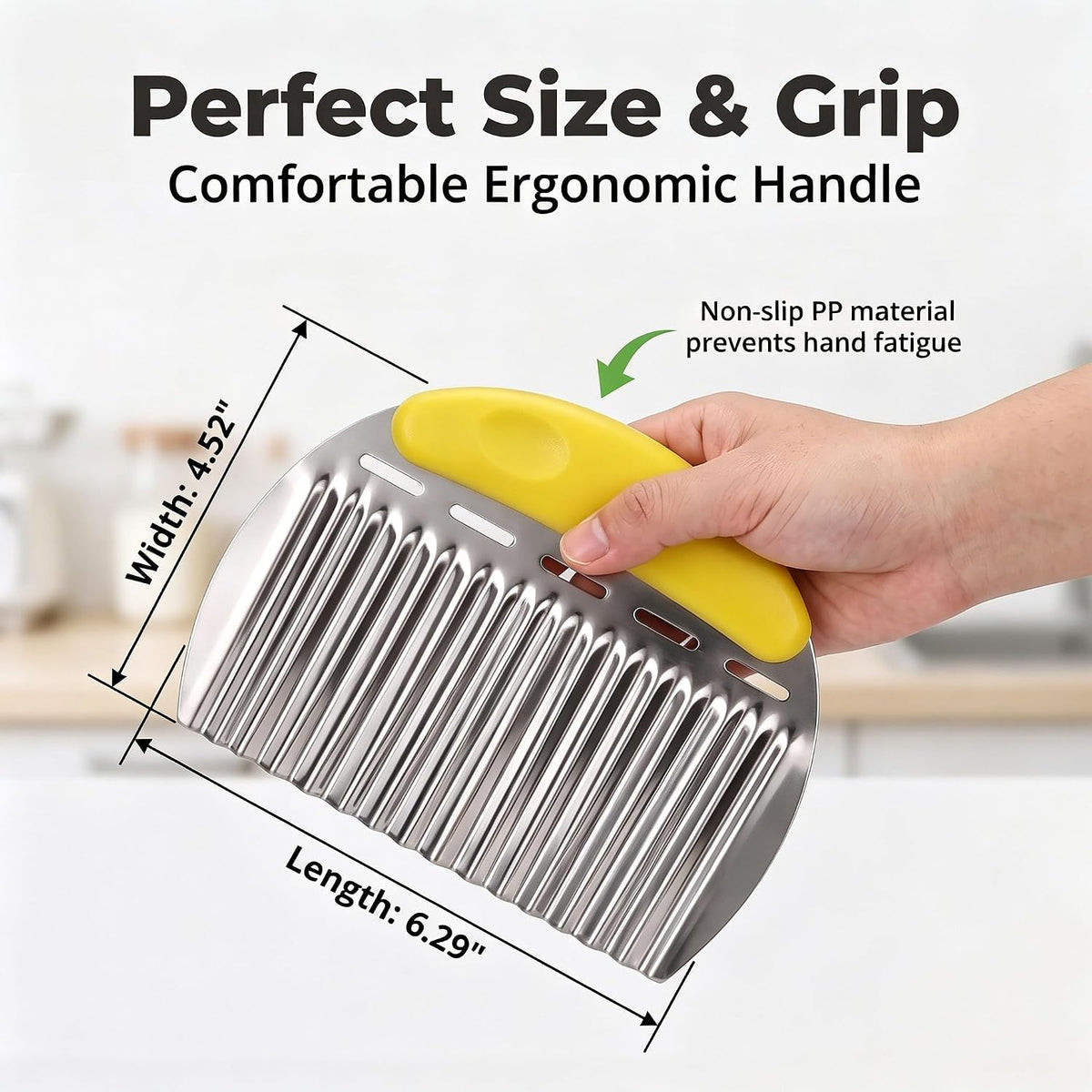 Crinkle Cutter French Fry Cutter, 2 Pack Stainless Steel Wavy Potato Slicer