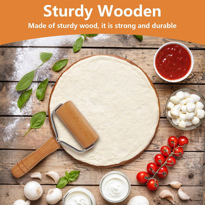 Small Rolling Pin, Wooden Dough Roller, Non-Stick Pizza Roller, T Type Rolling Pins for Kitchen Baking, Pizza Dough Press (3.8 * 7.5 inch)