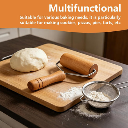 Small Rolling Pin, Wooden Dough Roller, Non-Stick Pizza Roller, T Type Rolling Pins for Kitchen Baking, Pizza Dough Press (3.8 * 7.5 inch)
