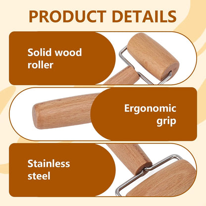 Small Rolling Pin, Wooden Dough Roller, Non-Stick Pizza Roller, T Type Rolling Pins for Kitchen Baking, Pizza Dough Press (3.8 * 7.5 inch)