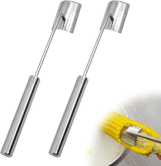 Corn on the Cob Remover Long Handle Stainless Steel Corn Stripping Tool, corn peeler for corn on the cob, corn cob stripper, Stainless Steel Corn Stripper Tool (2PCS)