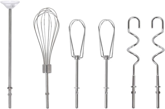 Hand Mixer Attachments Fits for KitchenAid KHM3 KHM5 KHM7 KHM9 Hand Mixer | Stainless Steel Replacement Beaters, Whisk, Dough Hooks & Blending Rod Hand Mixer Replacement Parts