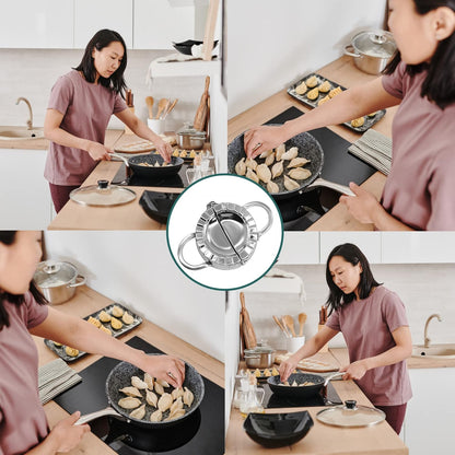 Dumpling Maker Set 7 Piece – Stainless Steel Dumpling Press Kit with Dough Cutter Rings, Empanada Mold & Filling Spoon – DIY Dumpling Maker Tool Set for Gyoza, Pierogi, Ravioli