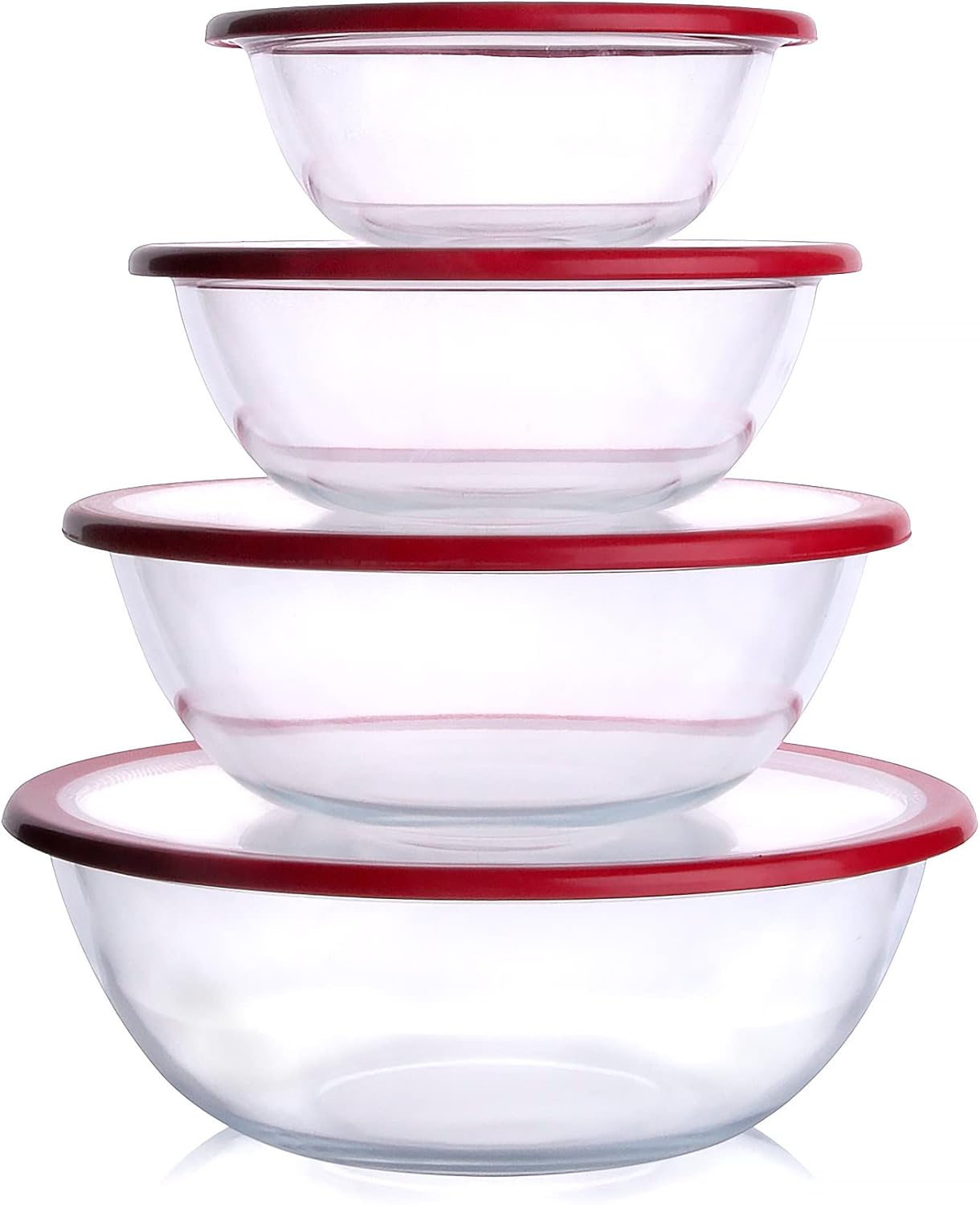 4.5L Round Glass Mixing Bowl with Lids, Glass Salad Bowls with BPA free cover. Oven, Microwave and Dishwasher Safe.