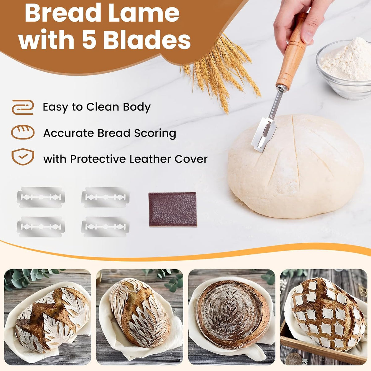 Sourdough Tools with Danish Dough Whisk Complete Set, for Sourdough Bread