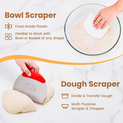 Sourdough Tools with Danish Dough Whisk Complete Set, for Sourdough Bread