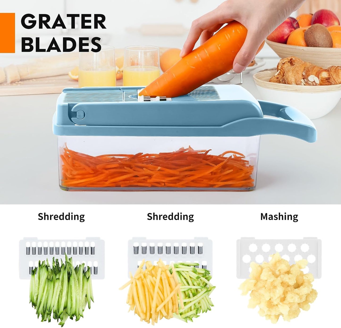 Vegetable Chopper, Pro Onion Chopper, Multifunctional 13 in 1 Food Chopper, Kitchen Vegetable Slicer Dicer Cutter,Veggie Chopper With 8 Blades,Carrot and Garlic Chopper With Container