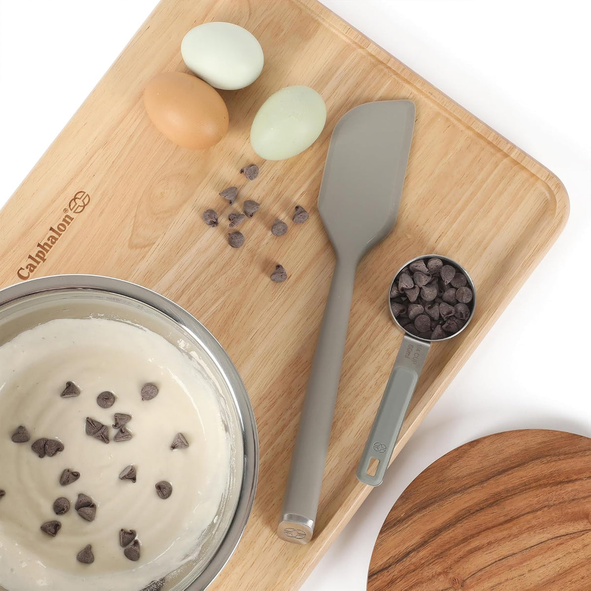 Prime 7-Piece Silicone and Teak Wood Kitchen Tool Set, Stainless Steel Kitchen Utensil Set, Kitchen Spoon And Spatula Set, Heat Resistant Non-Slip Kitchen Gadgets Set - Navy Blue