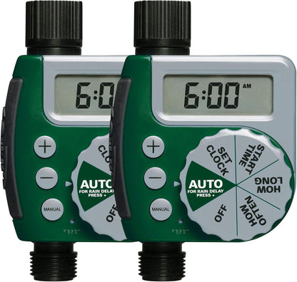 62067 1-Outlet Programmable Digital Hose Watering Timer, 2-Pack