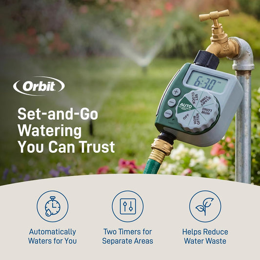 62067 1-Outlet Programmable Digital Hose Watering Timer, 2-Pack