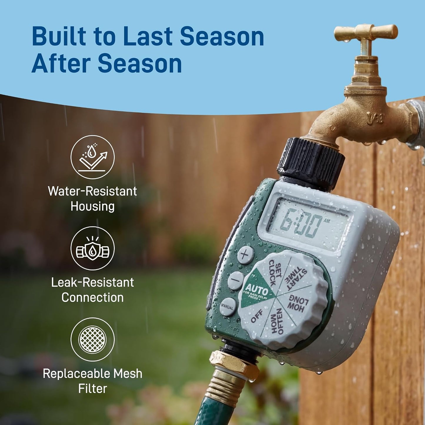 62067 1-Outlet Programmable Digital Hose Watering Timer, 2-Pack