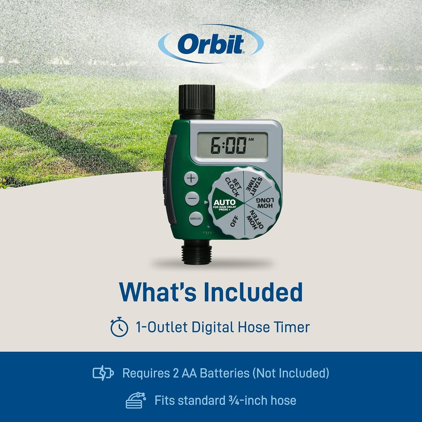 62067 1-Outlet Programmable Digital Hose Watering Timer, 2-Pack