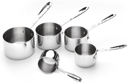 Kitchen Accessories Stainless Steel Measuring Cup Set 5 Piece Cookware, Pots and Pans, Dishwasher Safe Silver