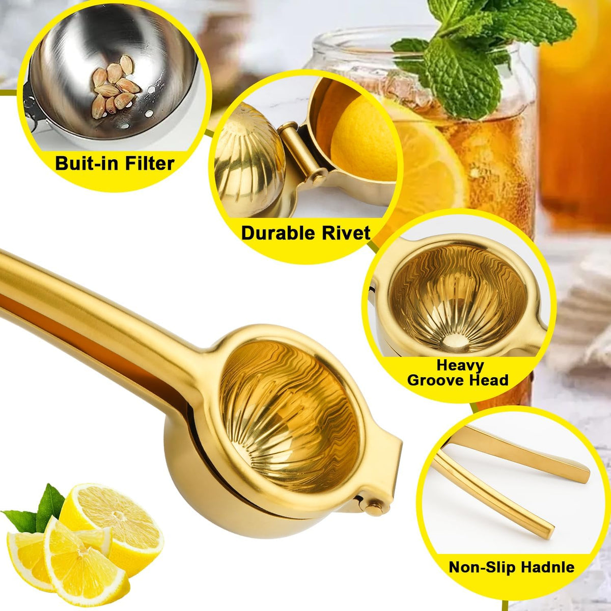 Lemon Squeezer, Large Heavy Duty Handhelp Juicer for Lemon