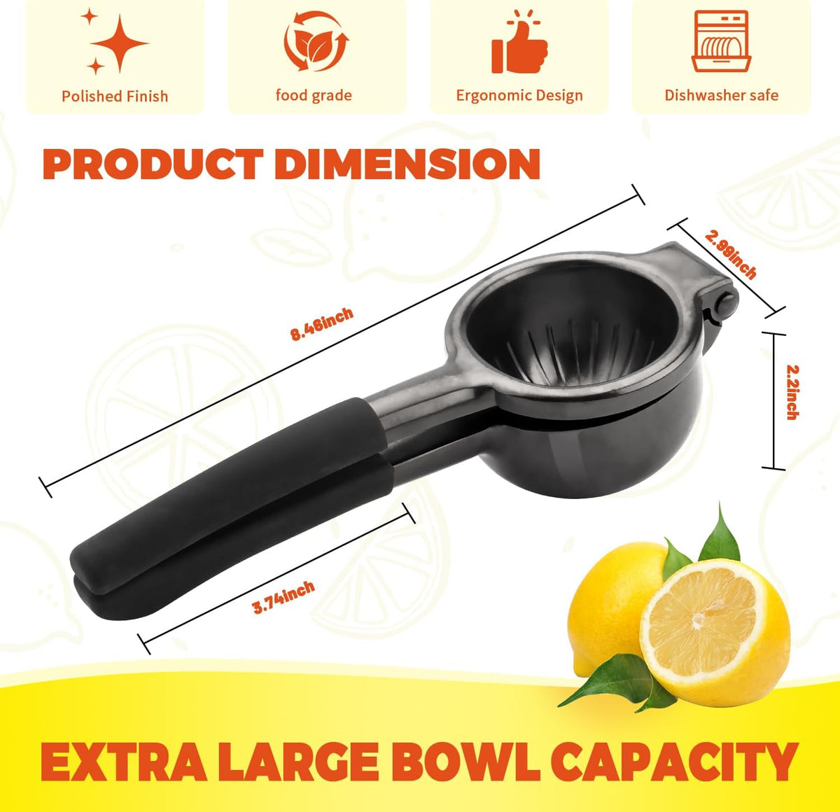 Lemon Squeezer, Large Heavy Duty Handhelp Juicer for Lemon