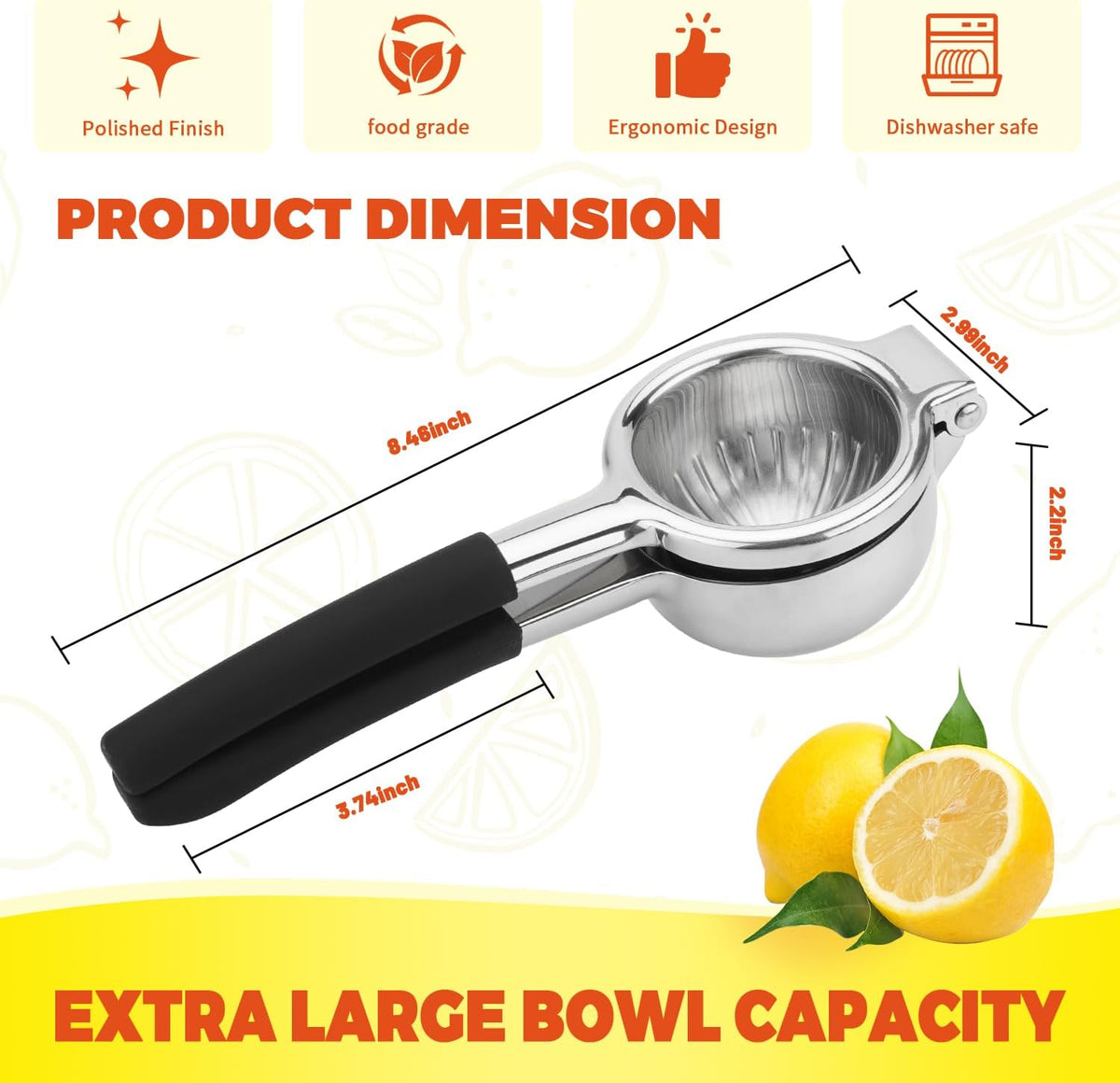 Lemon Squeezer, Large Heavy Duty Handhelp Juicer for Lemon