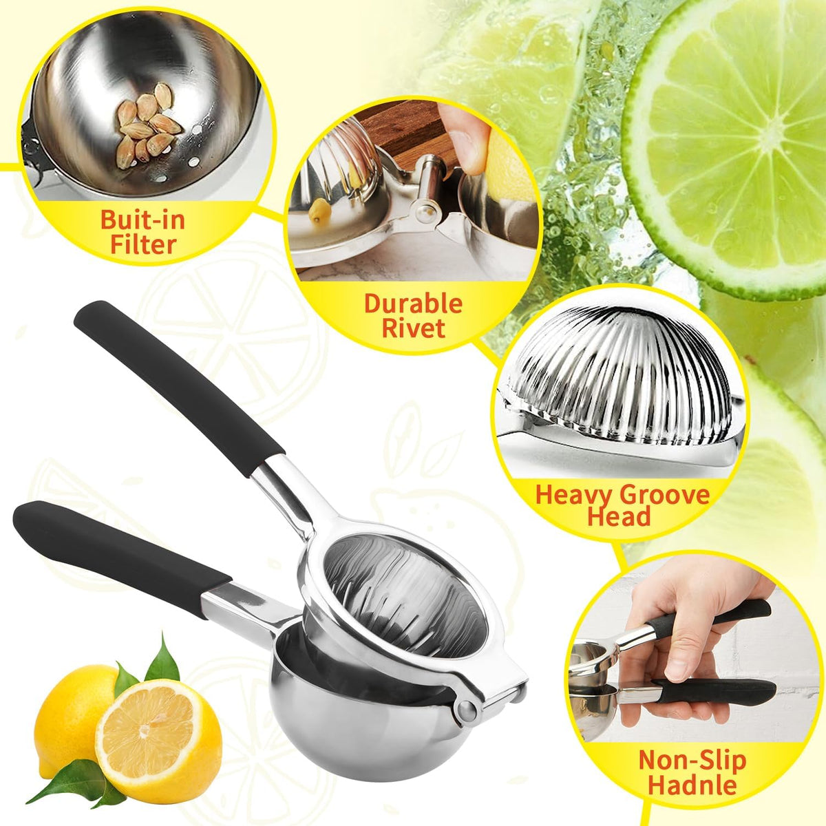 Lemon Squeezer, Large Heavy Duty Handhelp Juicer for Lemon