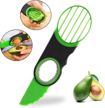 Stainless Steel Avocado Slicer, Corer, and Paring Knife Combo: 3-in-1 Tool - Dishwasher Safe & Heavy Duty