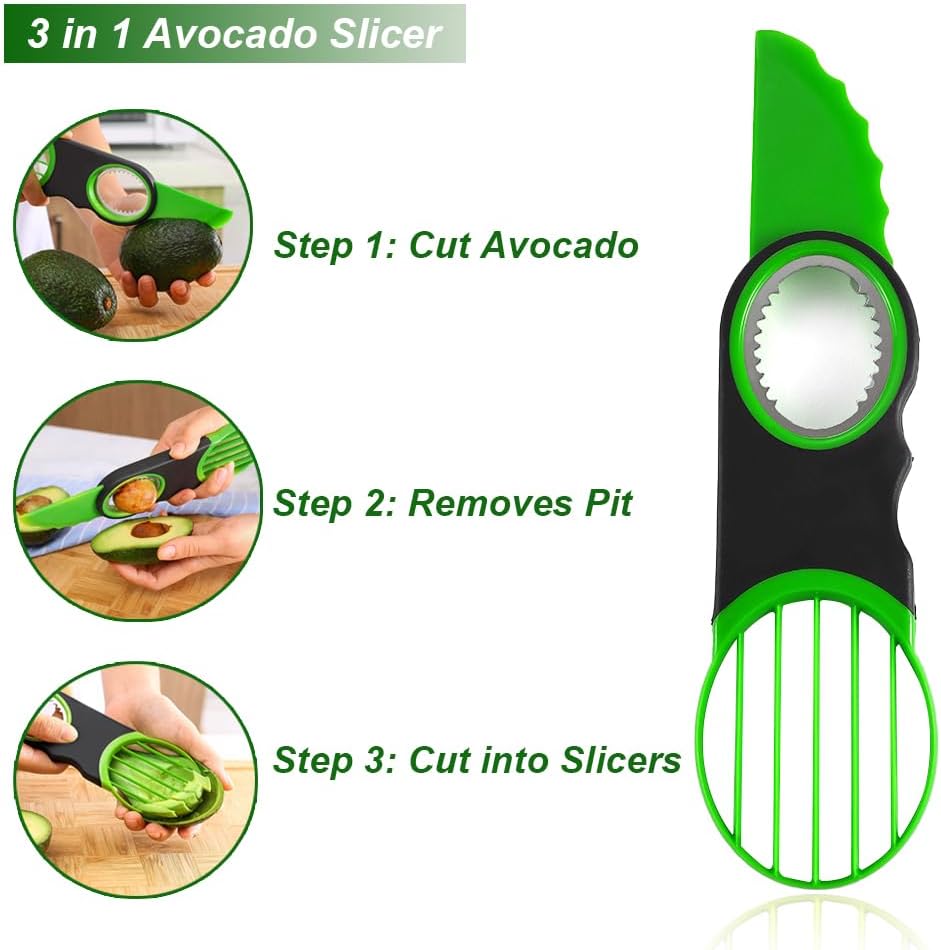 Stainless Steel Avocado Slicer, Corer, and Paring Knife Combo: 3-in-1 Tool - Dishwasher Safe & Heavy Duty