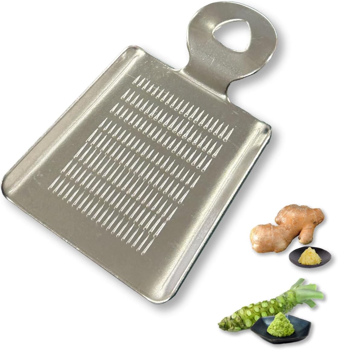 Japanese Stainless Steel Compact Grater for Ginger, Garlic, Wasabi & Spices - Tabletop Mini Grater, 9.5cm x 5cm, Made in Japan