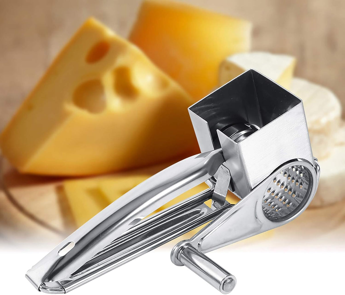 Electric Cheese Grater Rotary Cheese Grater, Stainless Steel Manual Cheese Grater Mill with 1 Multifunctional Drum Blades, Kitchen Kitchen Craft Manual hand held Cheese Chocolate