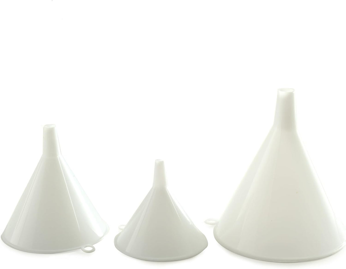Plastic Funnel, Set of 3, Set of Three, White