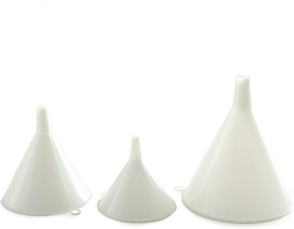 Plastic Funnel, Set of 3, Set of Three, White