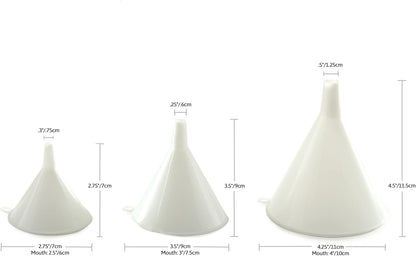 Plastic Funnel, Set of 3, Set of Three, White