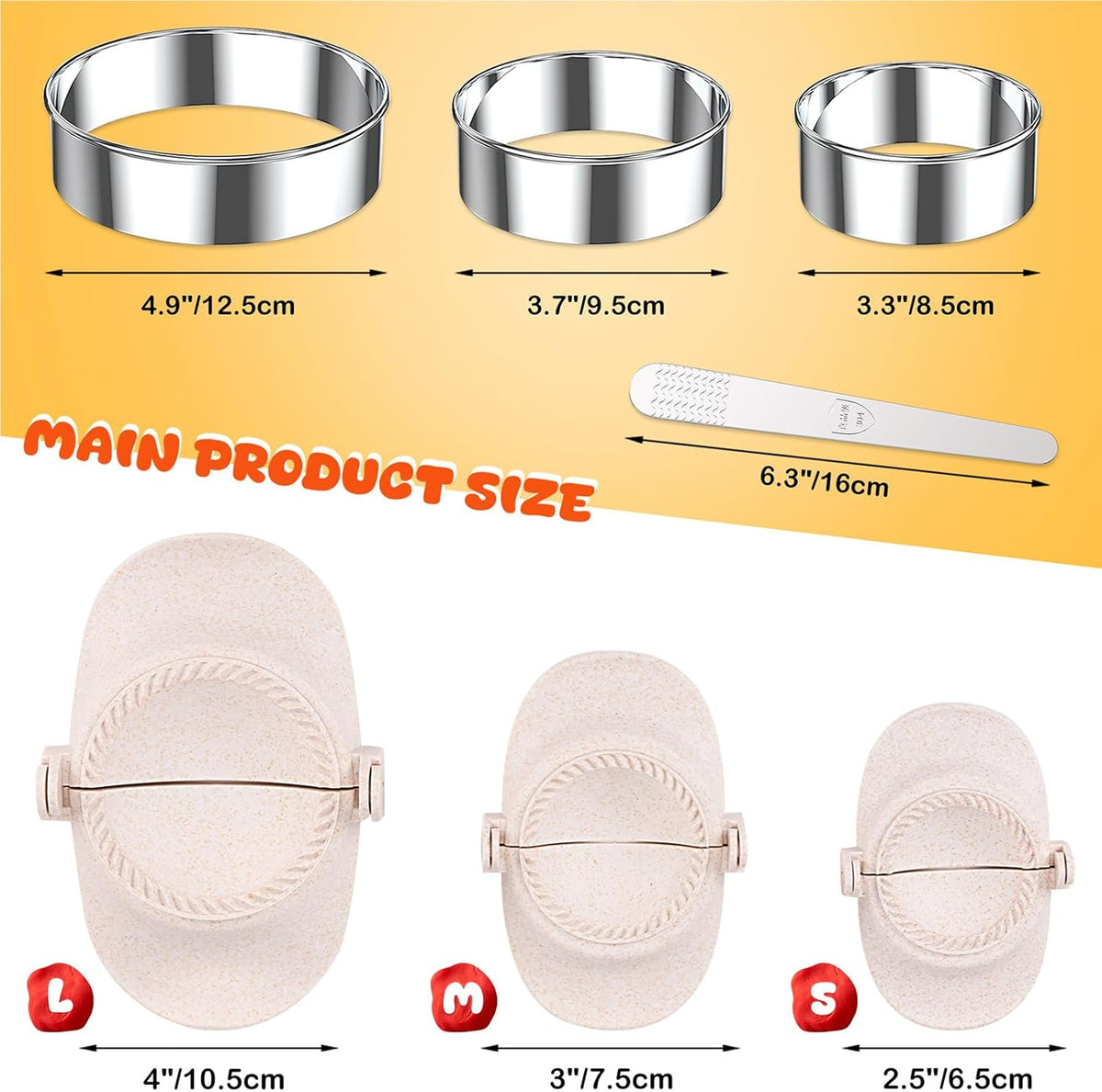 7 Piece Dumpling Maker Kit - All-in-One Empanada Maker Set with Press Molds & Ring Cutters, BPA-Free Kitchen Accessories for Home Cooking, Family/Friends Fun Gift (Beige)