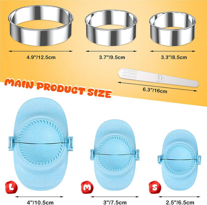 7 Piece Dumpling Maker Kit - All-in-One Empanada Maker Set with Press Molds & Ring Cutters, BPA-Free Kitchen Accessories for Home Cooking, Family/Friends Fun Gift (Beige)