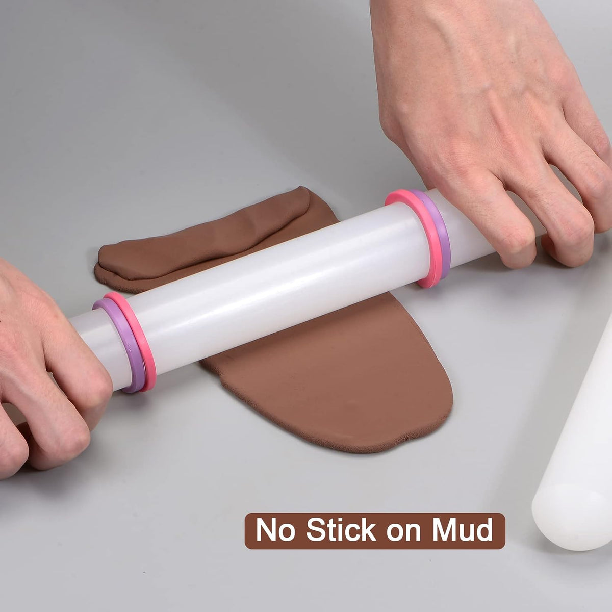 13 Inch x 0.98 Inch PP Plastic Non-Stick Fondant Rolling Pin - Dough Roller for Cookie, Pastry, Pizza, Clay - Kitchen Decorating Tools
