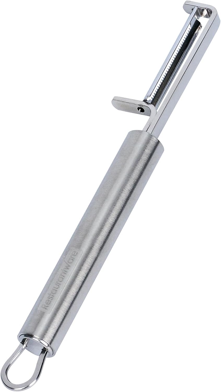 Stainless Steel Julienne Vegetable Peeler - German Standard Kitchen Peeler Dishwasher Safe, Sharp Blades, Ergonomic Handle - Potato Peeler for Potato, Apple, Cucumber