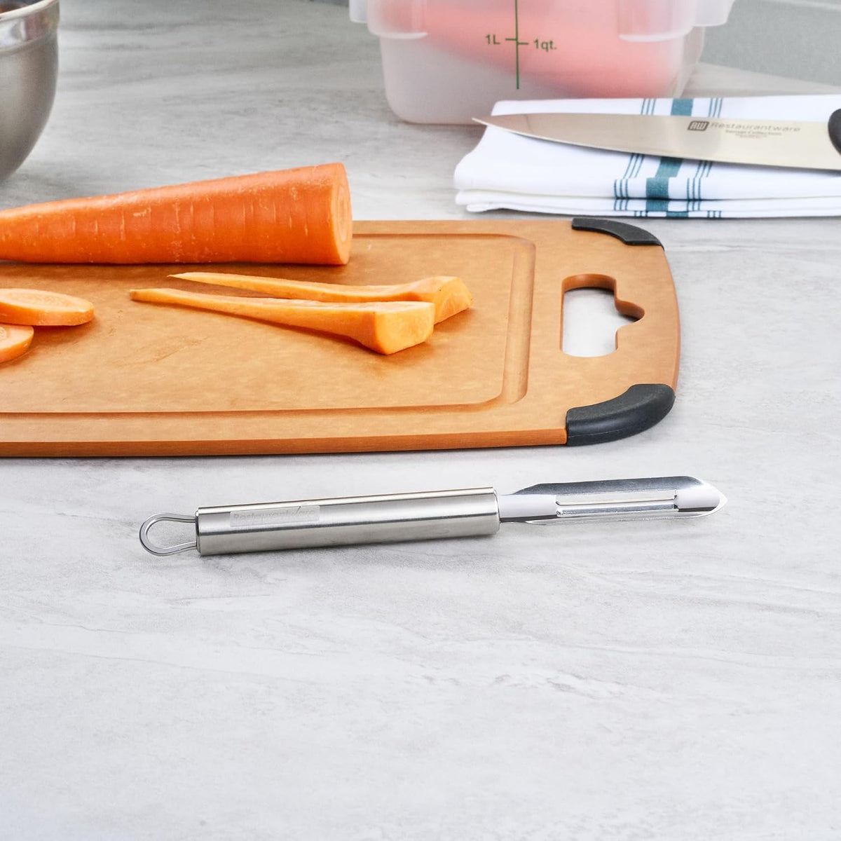 Stainless Steel Julienne Vegetable Peeler - German Standard Kitchen Peeler Dishwasher Safe, Sharp Blades, Ergonomic Handle - Potato Peeler for Potato, Apple, Cucumber
