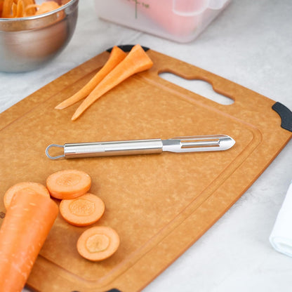 Stainless Steel Julienne Vegetable Peeler - German Standard Kitchen Peeler Dishwasher Safe, Sharp Blades, Ergonomic Handle - Potato Peeler for Potato, Apple, Cucumber