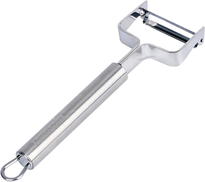 Stainless Steel Julienne Vegetable Peeler - German Standard Kitchen Peeler Dishwasher Safe, Sharp Blades, Ergonomic Handle - Potato Peeler for Potato, Apple, Cucumber