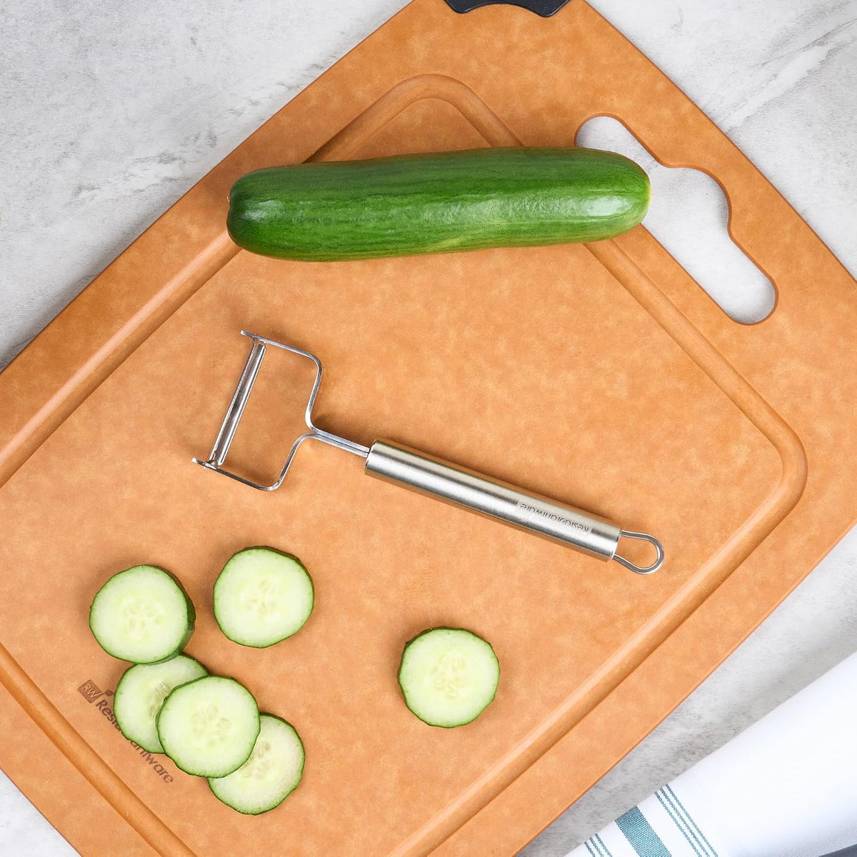 Stainless Steel Julienne Vegetable Peeler - German Standard Kitchen Peeler Dishwasher Safe, Sharp Blades, Ergonomic Handle - Potato Peeler for Potato, Apple, Cucumber