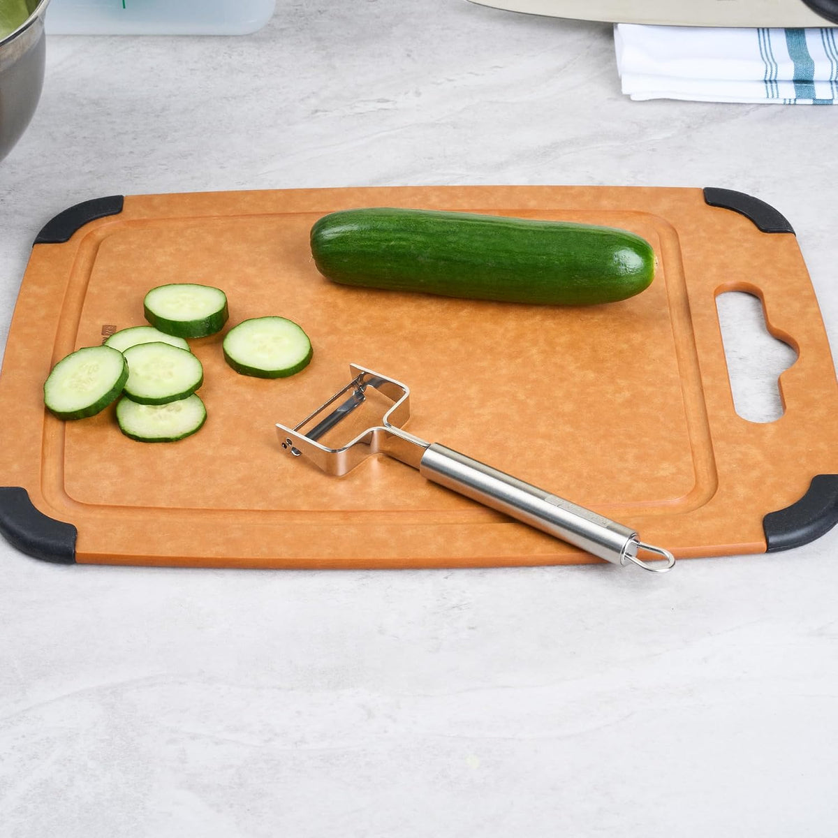 Stainless Steel Julienne Vegetable Peeler - German Standard Kitchen Peeler Dishwasher Safe, Sharp Blades, Ergonomic Handle - Potato Peeler for Potato, Apple, Cucumber