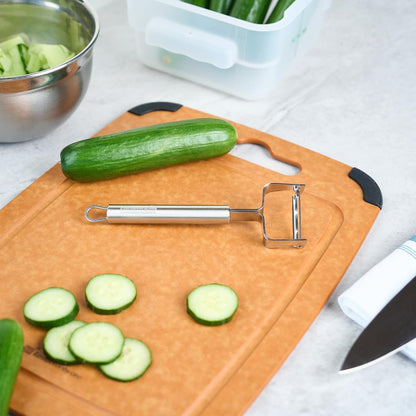 Stainless Steel Julienne Vegetable Peeler - German Standard Kitchen Peeler Dishwasher Safe, Sharp Blades, Ergonomic Handle - Potato Peeler for Potato, Apple, Cucumber