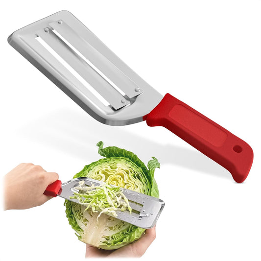 Cabbage Shredder with Dual Blade, 11.8 Inch Stainless Steel Slicer | Cabbage Knife for Faster Coleslaw Prep, Salads | Lettuce Cutter and Chopper for BBQ, Meal Prep | Ergonomic Non-Slip Handle