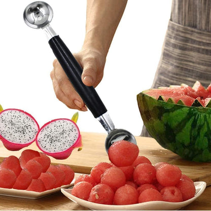 2 in 1 Stainless Steel Melon Ballers Melon Scoop, Suitable Watermelon Cantaloupe Ice Cream Comfortable Non-Slip Grip Kitchen Utensils and Gadgets, Double-Sided Fruit Melon Baller Spoon, Melon Ballers