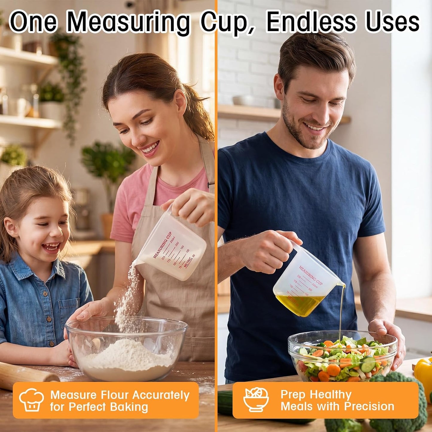 24 Pcs 4 Cup Capacity Plastic Measuring Cup 1000 ml Clear Graduated Measuring Cups Plastic Mug with Spout and Handles Ounce and Ml Marking for Recipe Ingredient Flour Water Liquid(Red,32 oz)