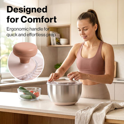 Salad Spinner Stainless Steel 5.3Qt | Lettuce Spinner BPA-Free with Stop Button, Drain Spout & Crank Handle | Fruit Cleaner Spinner | Vegetable Washer Salad Cleaner with Non-Slip Base Dishwasher Safe