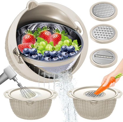 Over the Sink Colander - 6QT Strainers and Colanders - Stainless Steel Strainer - Expandable Sink Colander with Rubber Grip for Strain, Drain, Rinse Fruits, Vegetables, Home Kitchen Essentials