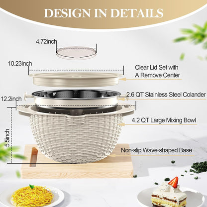 Over the Sink Colander - 6QT Strainers and Colanders - Stainless Steel Strainer - Expandable Sink Colander with Rubber Grip for Strain, Drain, Rinse Fruits, Vegetables, Home Kitchen Essentials