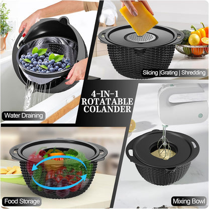 Over the Sink Colander - 6QT Strainers and Colanders - Stainless Steel Strainer - Expandable Sink Colander with Rubber Grip for Strain, Drain, Rinse Fruits, Vegetables, Home Kitchen Essentials