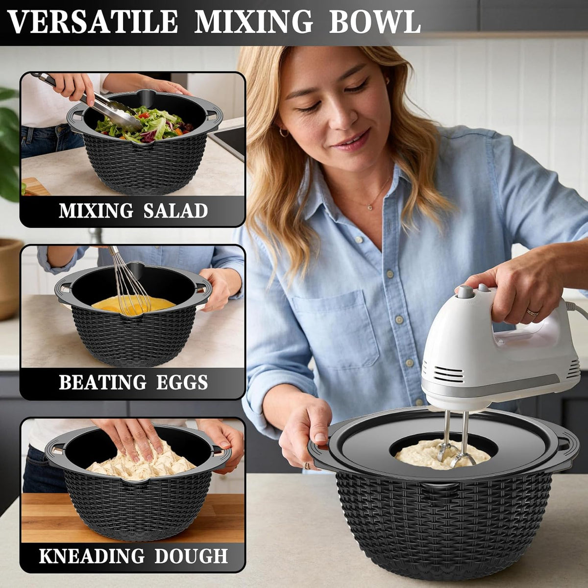 Over the Sink Colander - 6QT Strainers and Colanders - Stainless Steel Strainer - Expandable Sink Colander with Rubber Grip for Strain, Drain, Rinse Fruits, Vegetables, Home Kitchen Essentials